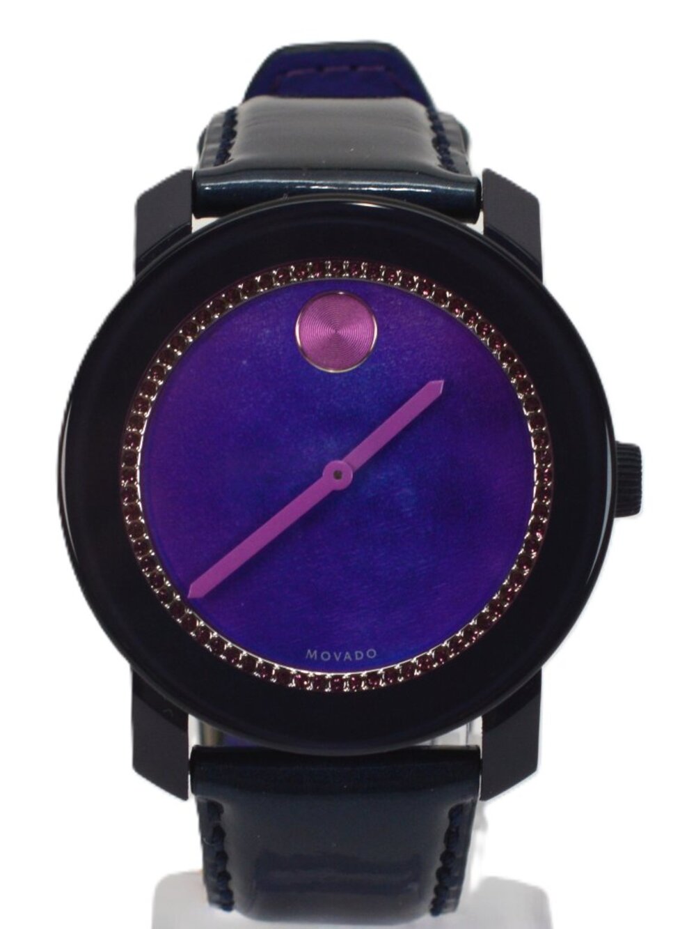 MOVADO BOLD Purple Watercolor Dial Blue Leather Ladies Wrist Watch